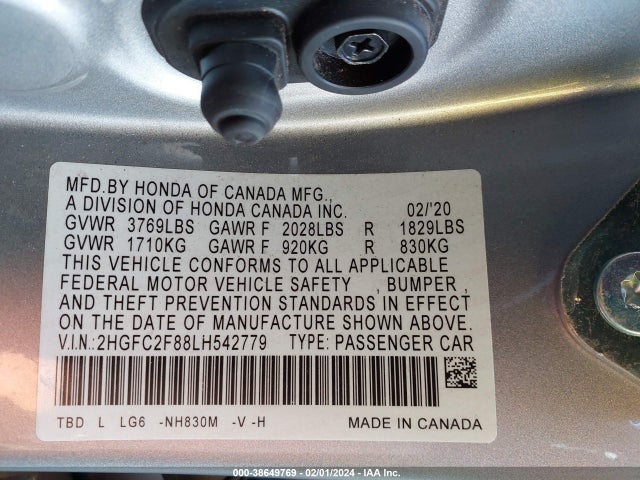 Honda Civic Sport 2020 2HGFC2F88LH542779 Image 9
