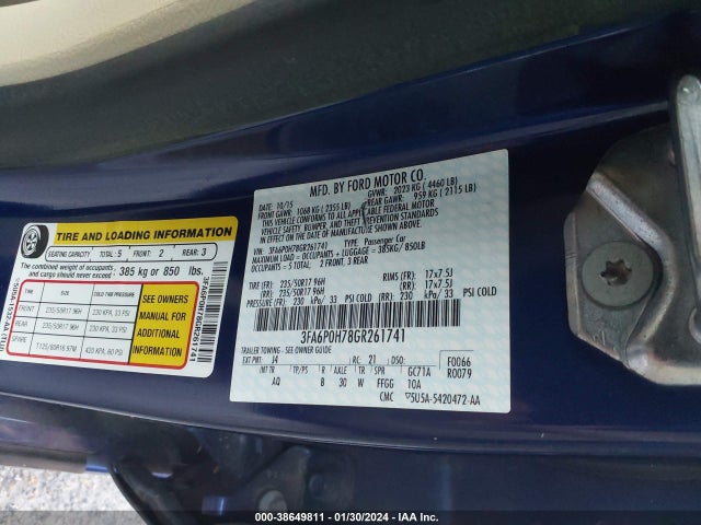 Продажа на аукционе авто 2016 Ford Fusion Se, vin: 3FA6P0H78GR261741, номер лота: 38649811