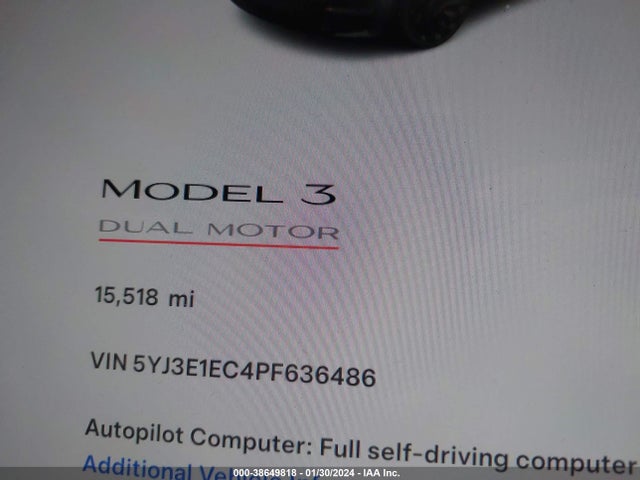 5YJ3E1EC4PF636486 Tesla Model 3 Performance Dual Motor All-wheel Drive