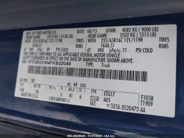1FTNR3XM4FKB32049 Ford Transit-250