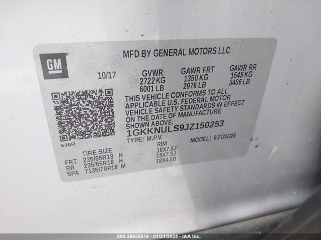 GMC Acadia Slt-1 2018 1GKKNULS9JZ150253 Image 9