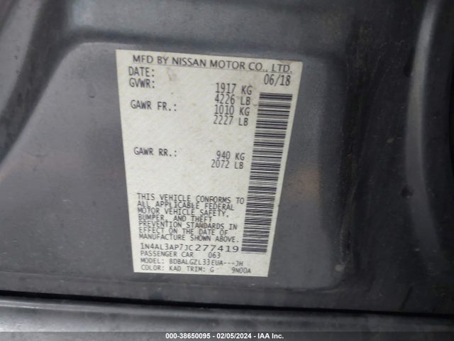 Nissan Altima 2.5 S 2018 1N4AL3AP7JC277419 Image 9