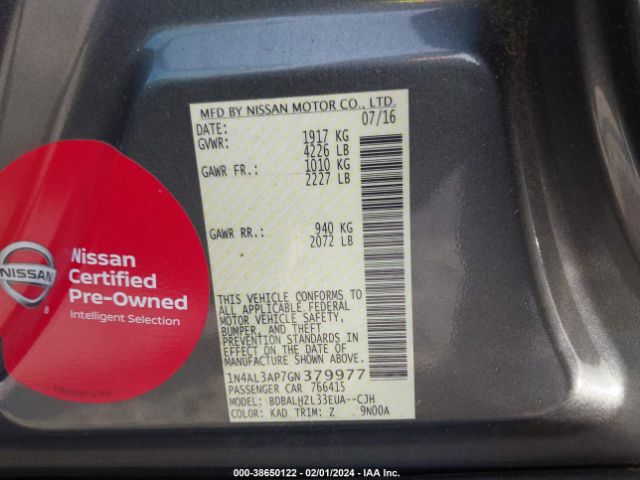 1N4AL3AP7GN379977 Nissan Altima 2.5 Sr
