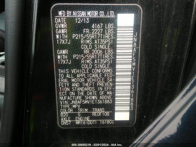 2014 NISSAN JUKE SL VIN: JN8AF5MV1ET361883