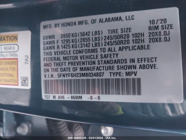Honda Pilot Awd Special Edition 2021 5FNYF6H23MB034807 Image 9