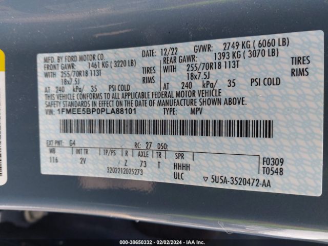 1FMEE5BP0PLA88101 Ford Bronco Outer Banks
