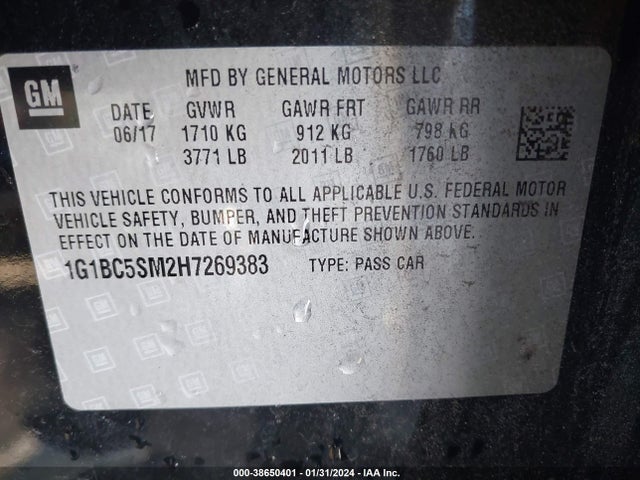 Chevrolet Cruze Ls Auto 2017 1G1BC5SM2H7269383 Image 9