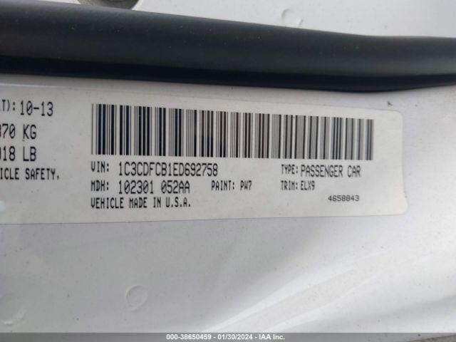 1C3CDFCB1ED692758 Dodge Dart Limited