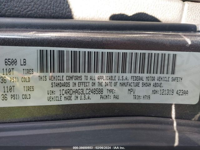 1C4RDHAG3LC248588 Dodge Durango Sxt Rwd