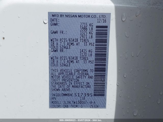 5N1DL0MM8HC517395 Infiniti QX60