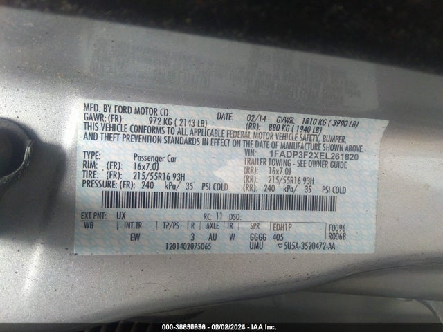 Ford FOCUS SE 2014 1FADP3F2XEL261820 Image 9