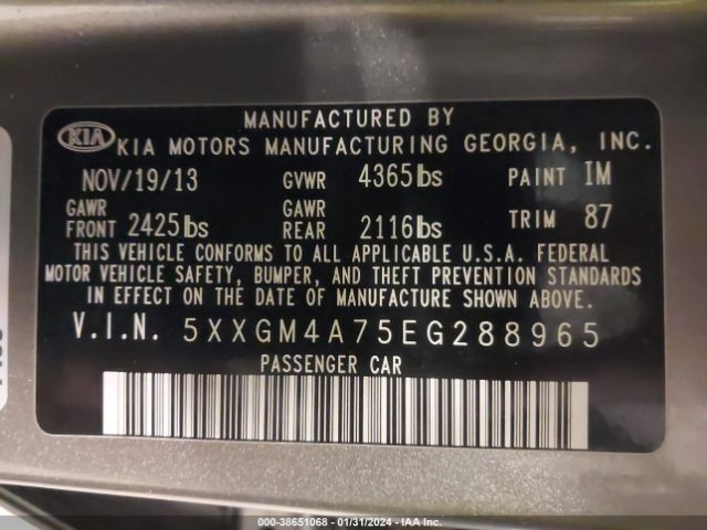 5XXGM4A75EG288965 KIA Optima Lx