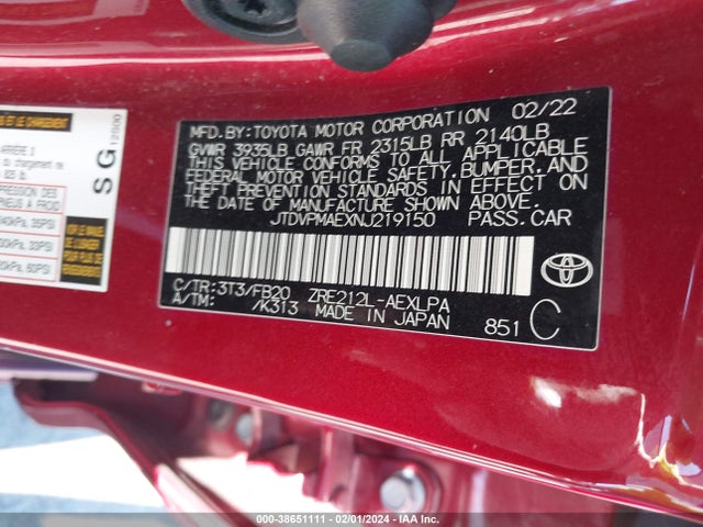 Toyota COROLLA LE 2022 JTDVPMAEXNJ219150 Image 9