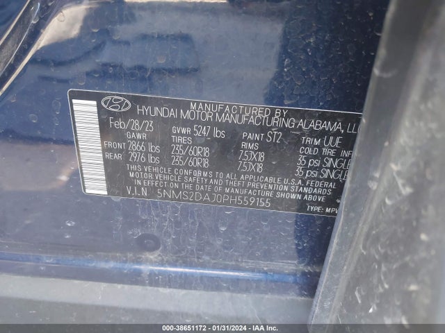 Hyundai Santa Fe Sel 2023 5NMS2DAJ0PH559155 Image 9