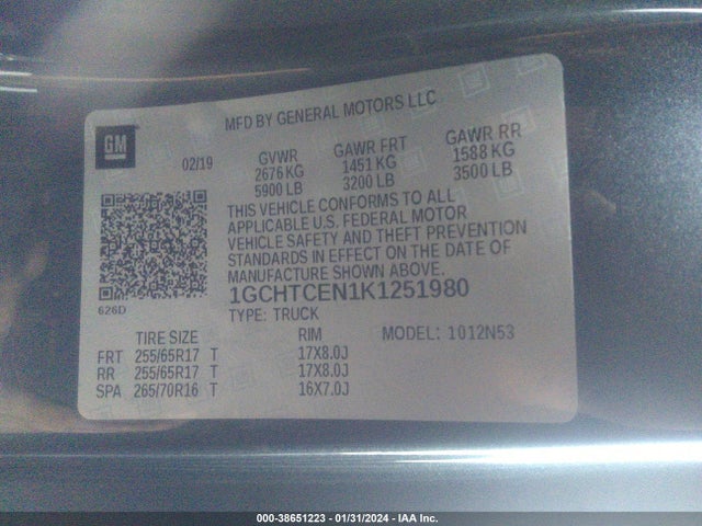 Chevrolet Colorado Lt 2019 1GCHTCEN1K1251980 Image 9