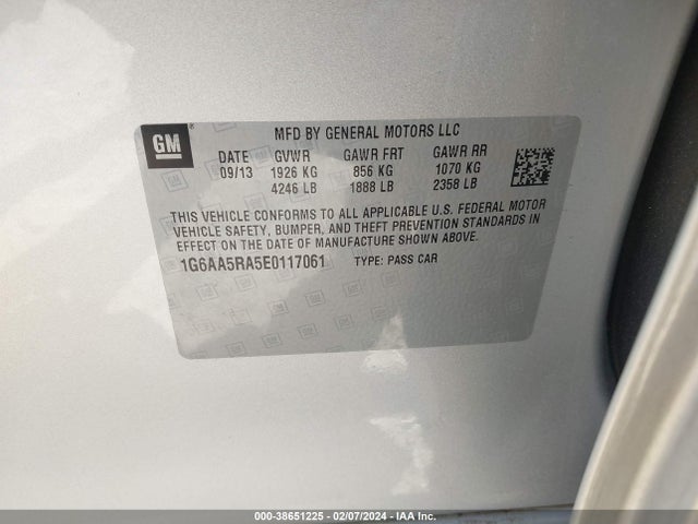 Cadillac Ats Standard 2014 1G6AA5RA5E0117061 Image 9