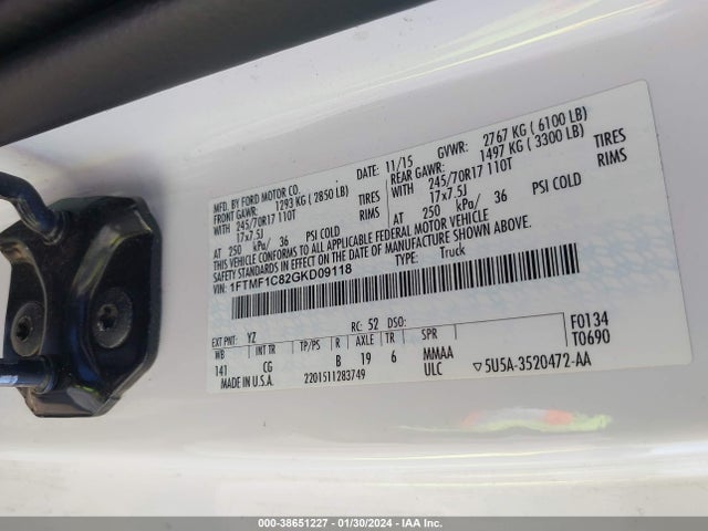 Ford F-150 Xl 2016 1FTMF1C82GKD09118 Image 9