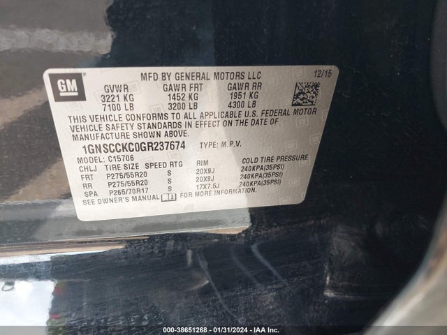 Chevrolet Tahoe Ltz 2016 1GNSCCKC0GR237674 Image 9