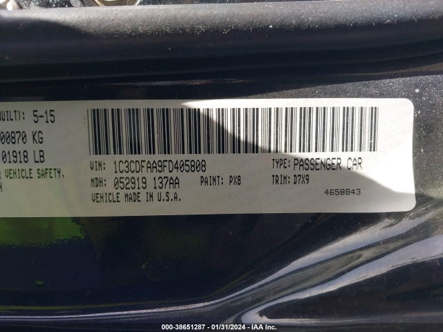 Dodge DART SE 2015 1C3CDFAA9FD405808 Image 9