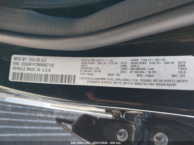 RAM 1500 Limited  4x4 5'7 Box 2021 1C6SRFHT0MN567115 Image 9