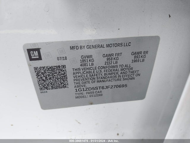 Chevrolet MALIBU LT 2018 1G1ZD5ST6JF270695 Image 9