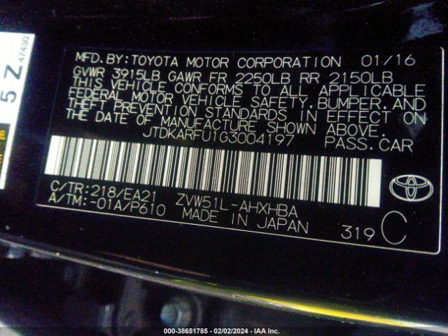 JTDKARFU1G3004197 Toyota Prius Three Touring