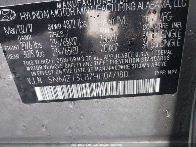 5NMZT3LB7HH047180 Hyundai Santa Fe Sport 2.4l