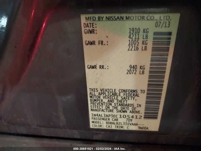 Nissan Altima 2.5 S 2014 1N4AL3AP3EC105412 Image 9