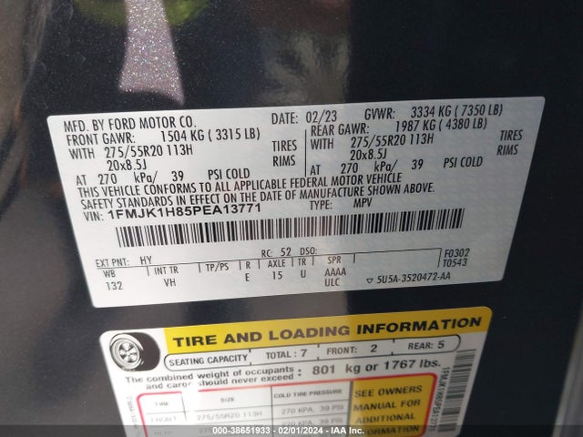 Ford Expedition Xlt Max 2023 1FMJK1H85PEA13771 Image 9