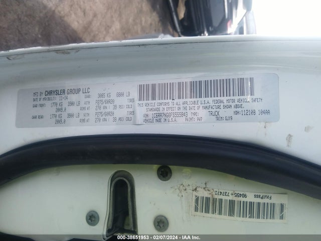 1C6RR7NG6FS555843 RAM 1500 Laramie