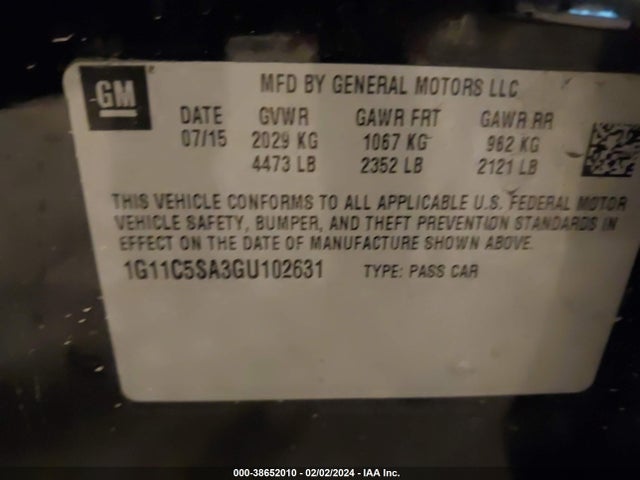 Chevrolet Malibu Limited Lt 2016 1G11C5SA3GU102631 Image 9