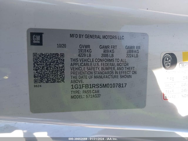 Chevrolet Camaro Rwd  1lt 2021 1G1FB1RS5M0107817 Image 9