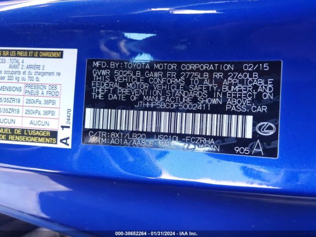 JTHHP5BC0F5002411 Lexus RC F