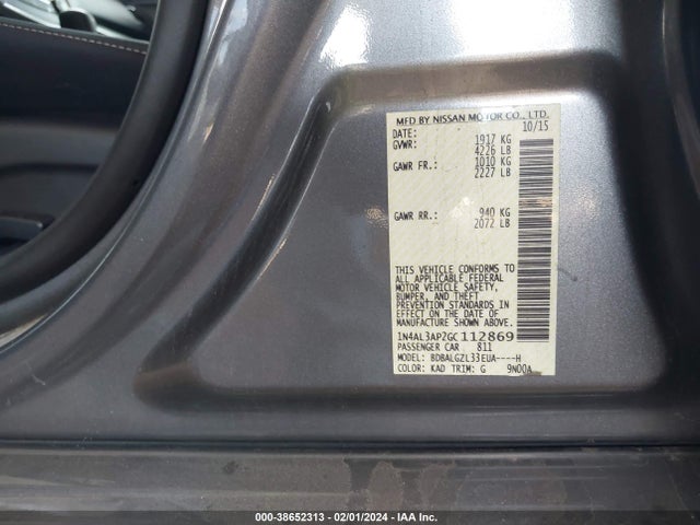 2016 NISSAN ALTIMA 2.5 S VIN: 1N4AL3AP2GC112869