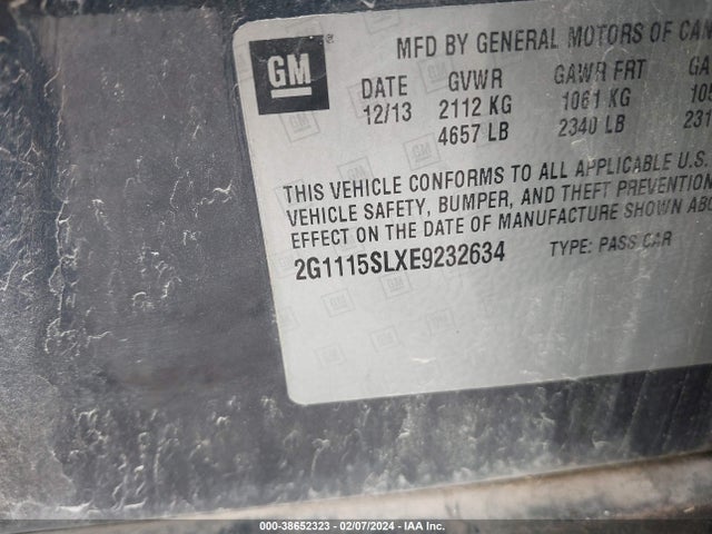 Chevrolet IMPALA 1LT 2014 2G1115SLXE9232634 Image 9