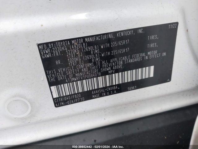 2023 TOYOTA RAV4 LE HYBRID VIN: 4T3MWRFV1PU084018