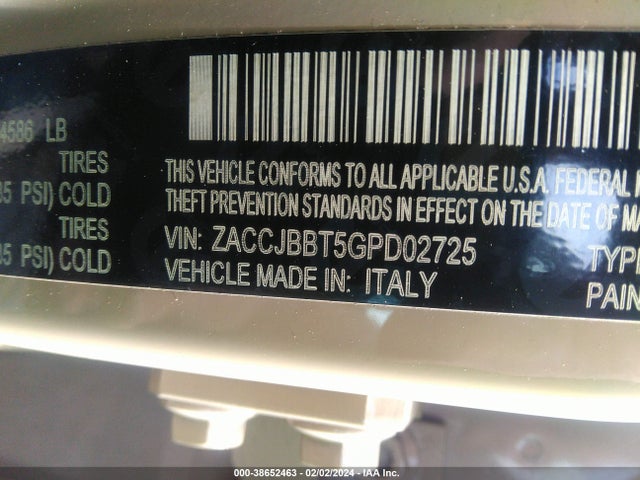 ZACCJBBT5GPD02725 Jeep Renegade 75th Anniversary