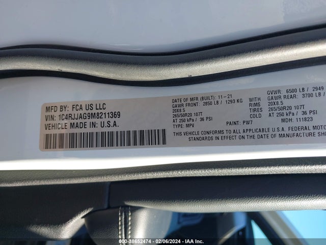1C4RJJAG9M8211369 Jeep Grand Cherokee L Altitude 4x2