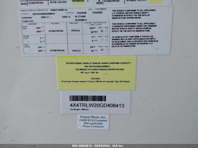 Aukcja sprzedaży 2016 Forest River Rockwood 2109s, vin: 4X4TRLW20GD408413, numer aukcji: 38652613