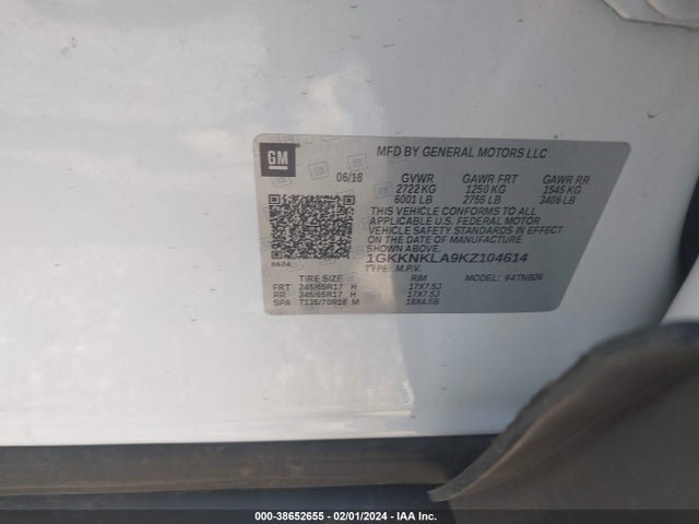 GMC Acadia Sle-1 2019 1GKKNKLA9KZ104614 Image 9