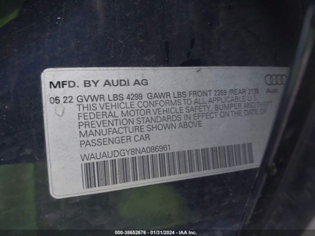 WAUAUDGY8NA086961 Audi A3 Premium 40 Tfsi Front-wheel Drive S Tronic