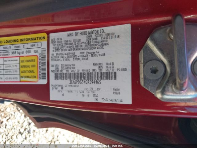 3FA6P0G74GR394465 Ford FUSION S