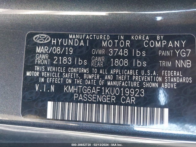 Hyundai Veloster 2.0 2019 KMHTG6AF1KU019923 Image 9