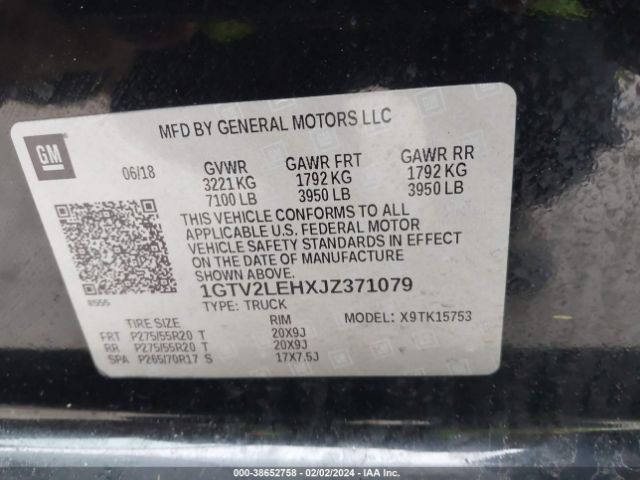 1GTV2LEHXJZ371079 GMC SIERRA 1500