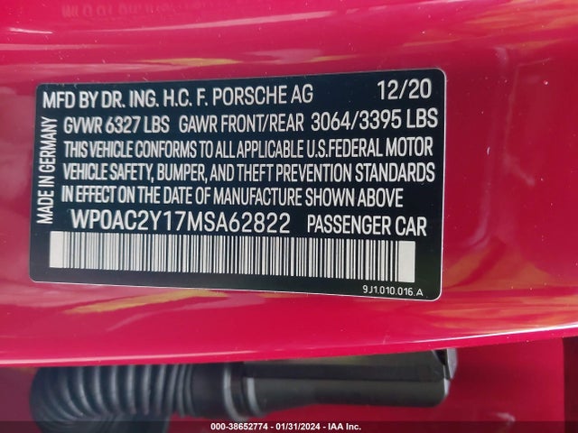 Porsche Taycan Turbo/turbo S 2021 WP0AC2Y17MSA62822 Image 9