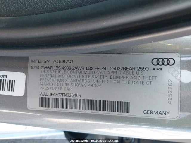 WAUDFAFC7FN026465 Audi A6 2.0t Premium