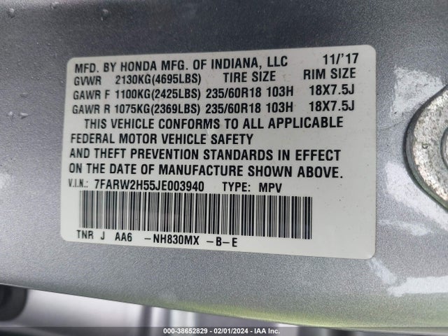 Honda CR-V EX 2018 7FARW2H55JE003940 Image 9