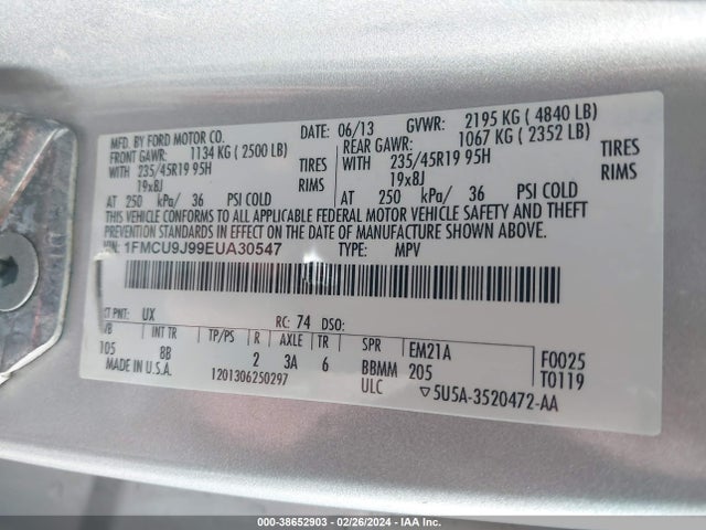 Ford Escape Titanium 2014 1FMCU9J99EUA30547 Image 9