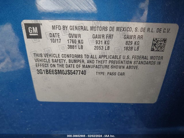 Chevrolet Cruze Lt Auto 2018 3G1BE6SM0JS547740 Image 9