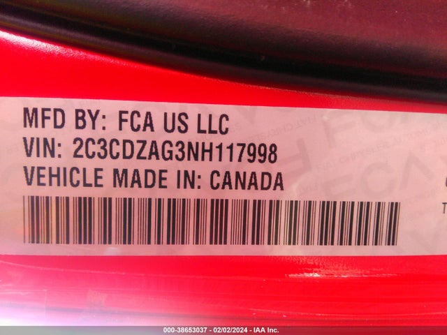 Dodge Challenger Sxt 2022 2C3CDZAG3NH117998 Image 9